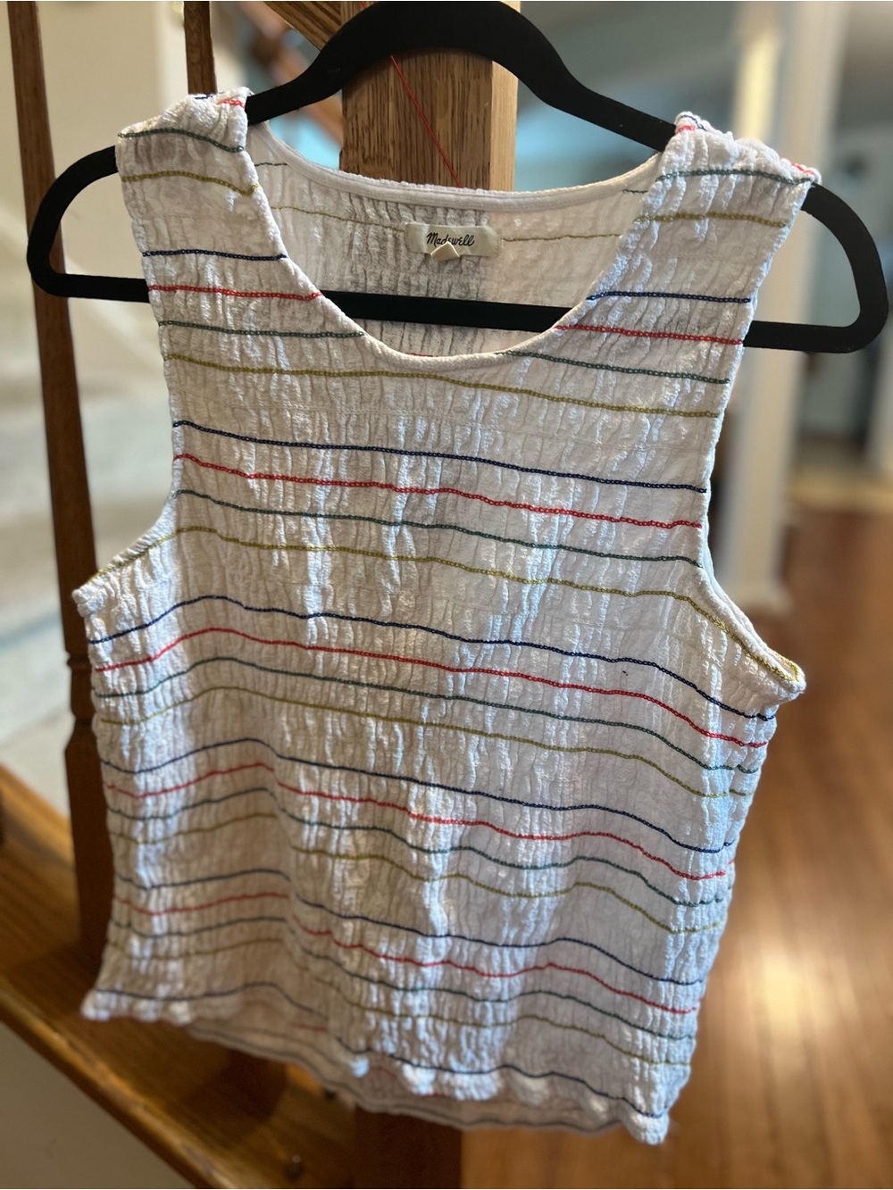 Madewell White Tank Top with Multicolor Stripes